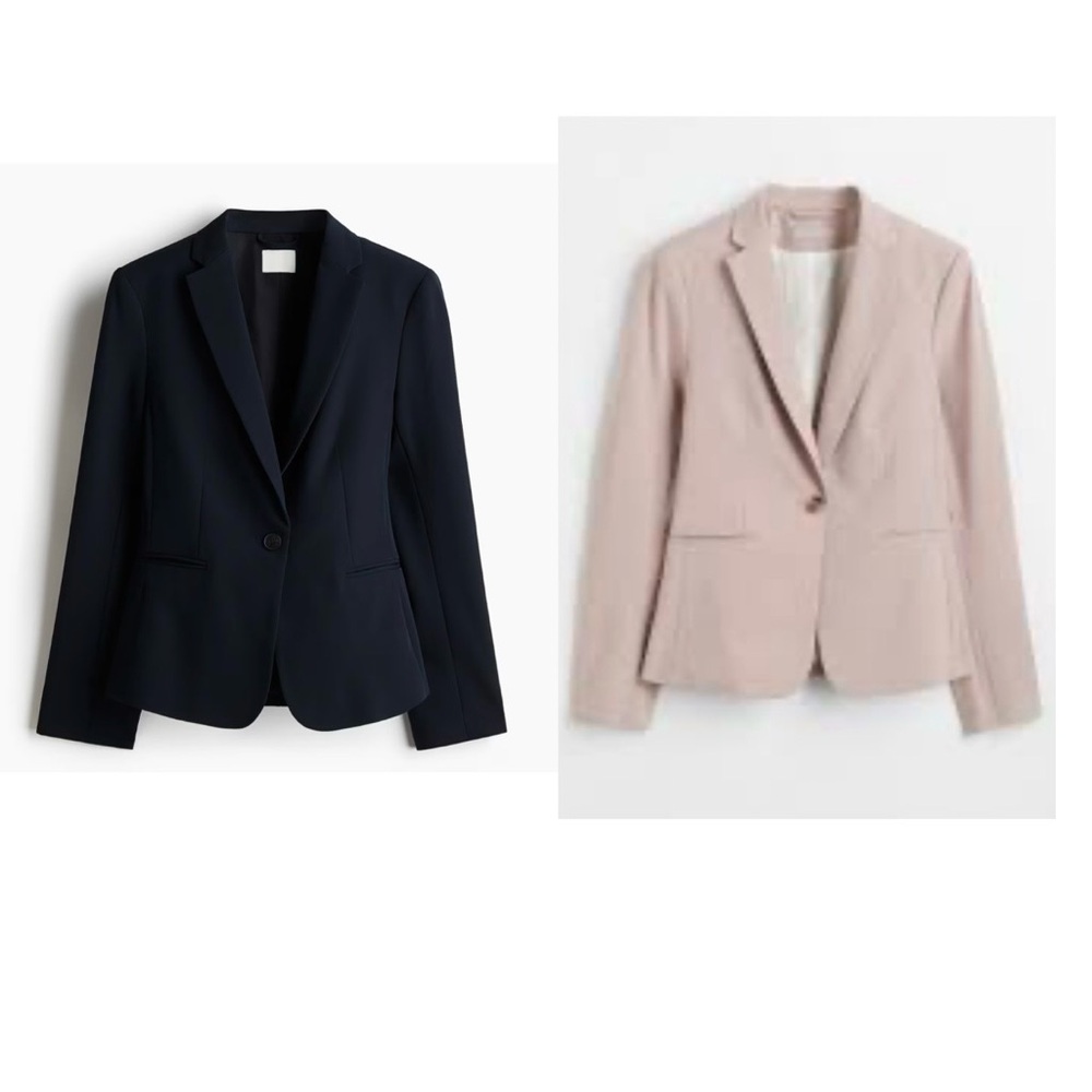 LOT of 2 H&M Tailored Blazers Navy & Blush Beige Size Medium EUC